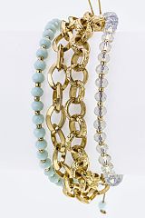 LA JEWELRY PLAZA, Mix Beads Chains Layer Drawstring, 71-B6141-AC758