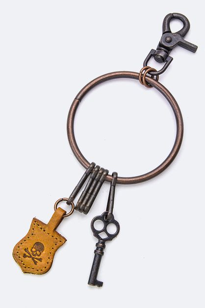 ARTINI ACCESSORIES, Key Charms Skull Stamp Leather Tag, 98-EMK8060-BH030