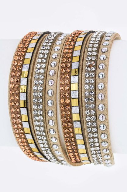 LA JEWELRY PLAZA, Mix Studs Slit Layer Cuff, 99-BR152X112-AW412