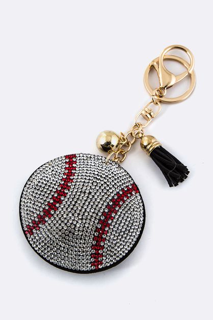 LA JEWELRY PLAZA, Crystal Baseball Key Charm, 99-KC380X044-BG212