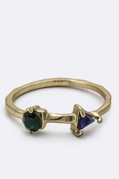 LA JEWELRY PLAZA, Gem Stones Arrow Iconic Ring, 41-HR9218-AY032