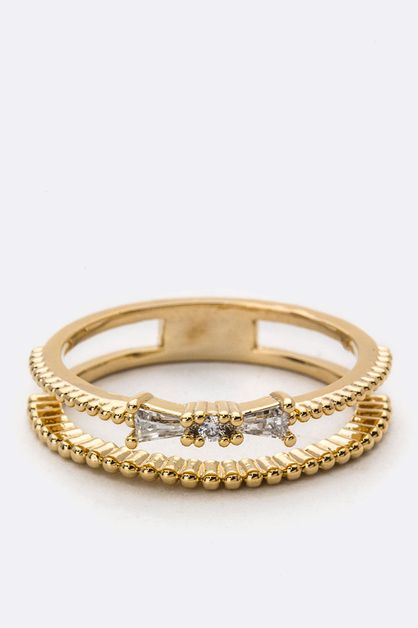 LA JEWELRY PLAZA, CZ Bow Fashion Ring, 41-HR8985-AY087