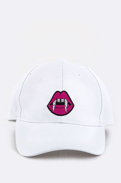 LA JEWELRY PLAZA, Fang Lips Embroidery Cap, 128-EMH0988-MI043