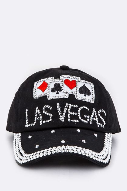 LA JEWELRY PLAZA, Las Vegas Crystal Patched Denim Cap, 99-HT277X148-BQ11