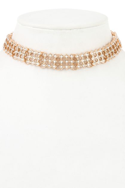ANDREA BIJOUX, RHINESTONE LINK CHOKER NECKLACE, A14-064-156684