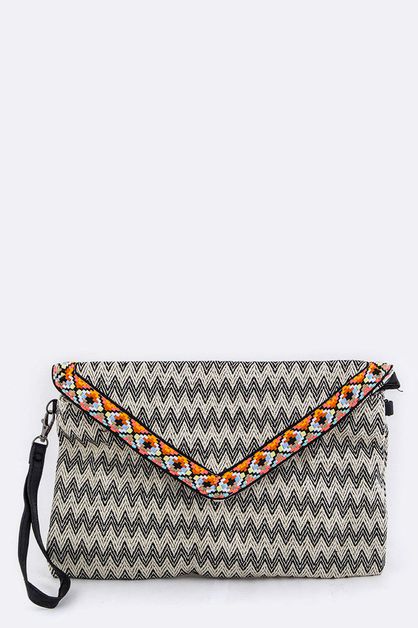 ARTINI ACCESSORIES, Chevron Pattern Envelope Clutch, 103-M114B-MH009