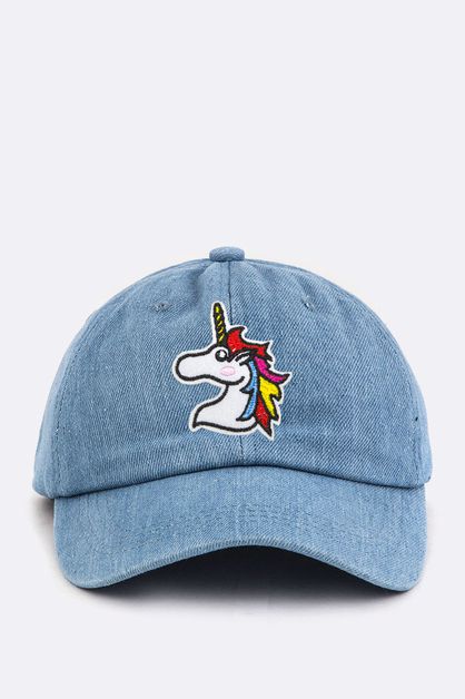 LA JEWELRY PLAZA, Unicorn Embroidery Denim Cap, 128-EMH0976D-MV
