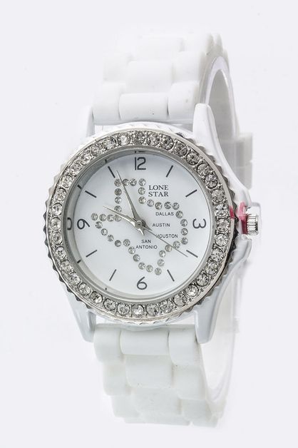 LA JEWELRY PLAZA, Texas Map Crystal Fahion Watch, 05-257TX-BK005
