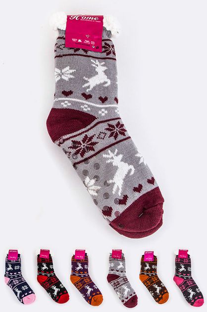LA JEWELRY PLAZA, Fleece Lining Reindeer Print Winter , 133-SO354-ME039