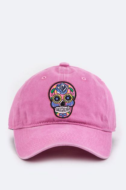 LA JEWELRY PLAZA, Skull Embroidery Cotton Cap, 128-EMH0996D-MAKE