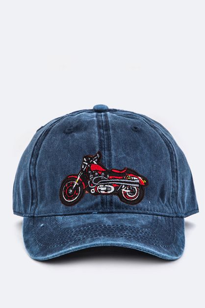 LA JEWELRY PLAZA, Motorcycles Embroidery Cap, 128-EMH0977-MB008