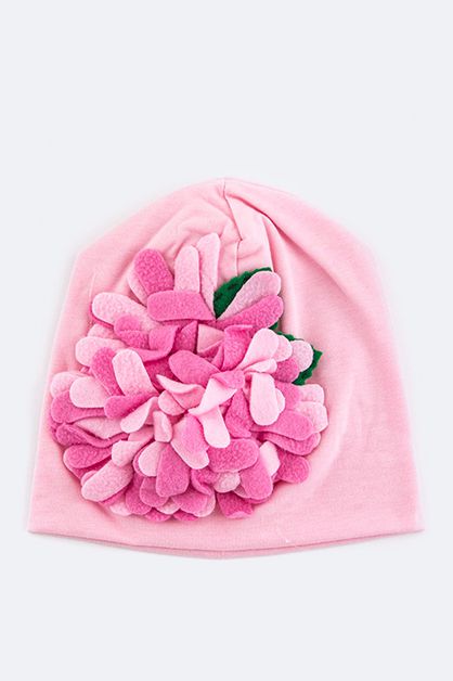 LA JEWELRY PLAZA, Plush Flower Baby Size Beanie, 128-EMC6343-MQ034