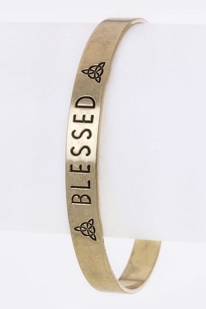 LA JEWELRY PLAZA, BLESSED Engraved Metal Bangle, 12-QB1260-AA895
