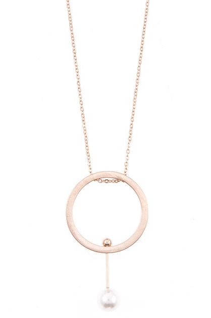 ANDREA BIJOUX, RING LINK PEARL PENDANT NECKLACE , A19-001-157788