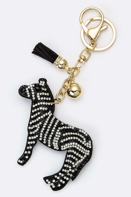 LA JEWELRY PLAZA, Crystal Zebra Key Charm, 99-KC380X053-BF153