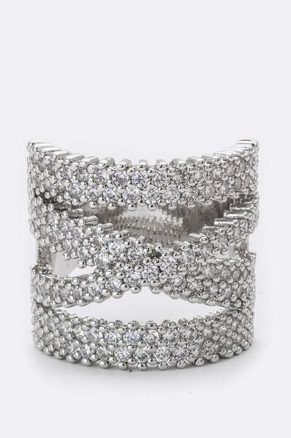 LA JEWELRY PLAZA, Layer CZ Cross Ring, 57-GKP421R-AW359