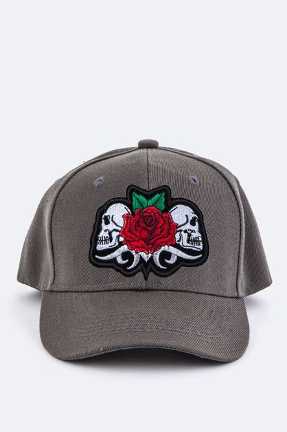 LA JEWELRY PLAZA, Rose  Skulls Patch Cap, 128-EMH8565/MU026