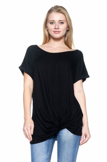 BAGEL, KNIT TWIST KNOT BOTTOM TOP, 4003-BLACK-B