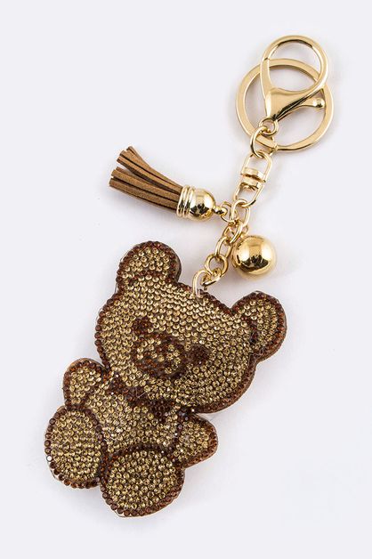LA JEWELRY PLAZA, Crystal Bear Key Charm, 99-KC380X069-BF230