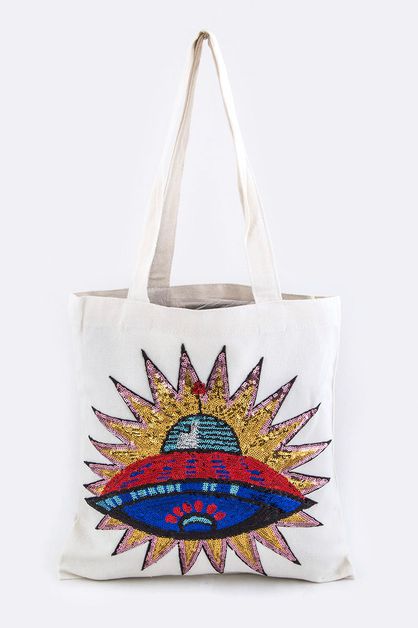 LA JEWELRY PLAZA, Sequins UFO Fashion Tote, 128-EMB0883