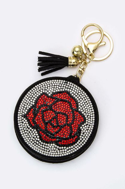 LA JEWELRY PLAZA, Crystal Rose Compact Mirror Charm, 99-KC96X205-BI048