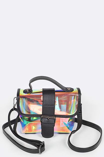 LA JEWELRY PLAZA, Clear Hologram Vinyl Clutch Bag, 111-HYC3310
