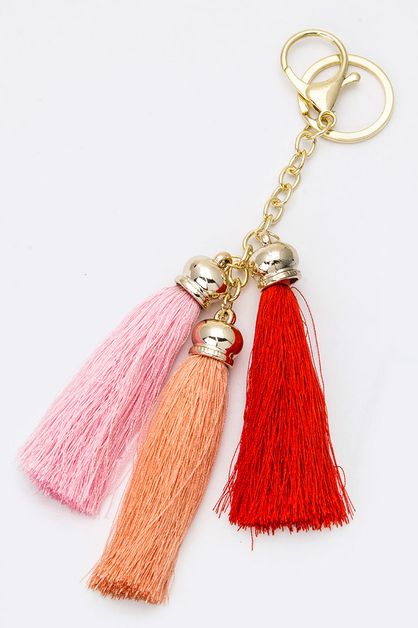 LA JEWELRY PLAZA, Tri-Color Tassels Bag Charm, 128-EMK8071-BH035