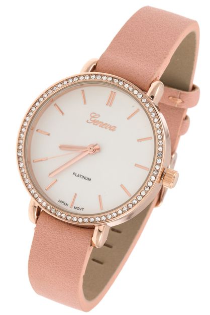 ANDREA BIJOUX, Faux Leather Rhinestone Framed Watch, C02-140-151910