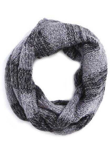 ARTINI ACCESSORIES, Stripe Knit 2 Tone Infinity Scarf, 110-LOF156-MA003