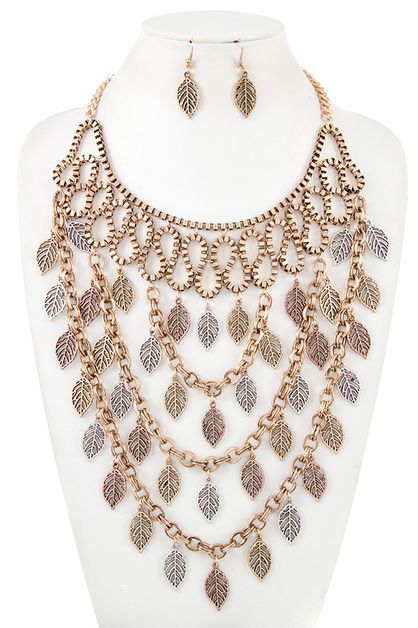ANDREA BIJOUX, MULTI LINK LEAF ACCENT STATEMENT BIB, A24-091-128396