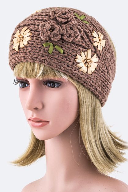 LA JEWELRY PLAZA, Flower Crochet Wide Headband, 128-HB1020-MRW