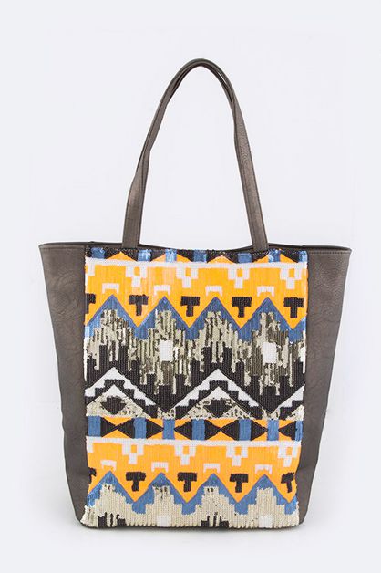 LA JEWELRY PLAZA, Holiday Embellished Leather Tote, 98-DB081-MB047AB