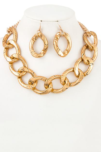 ANDREA BIJOUX, FLAT EDGE LINK CHAIN NECKLACE SET, A25-064-123563