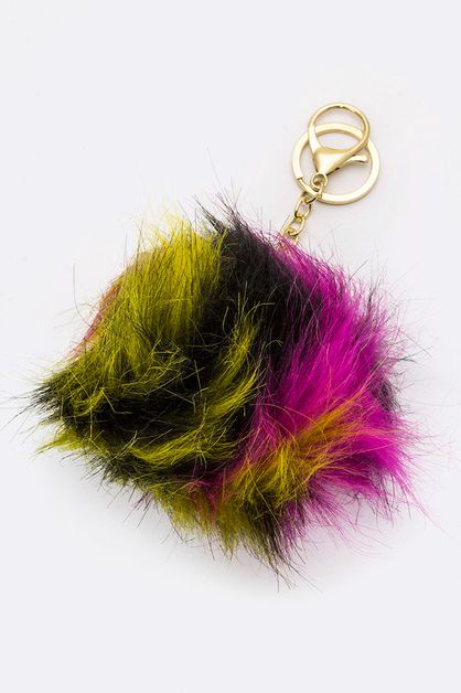 ARTINI ACCESSORIES, Mix Tone Fur Pom Key Charm, 128-EMK8122-MF135