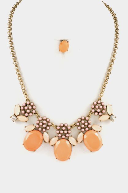ANDREA BIJOUX, Oval Acrylic Stone Accent Necklace , A06-071-118745