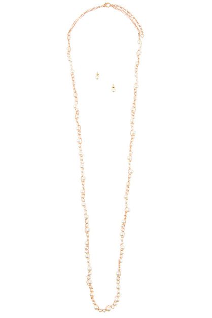 ANDREA BIJOUX, WRAPPED FAUX PEARL LONG NECKLACE SET, B15-072-149807