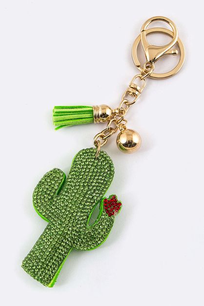 LA JEWELRY PLAZA, Crystal Cactus Key Charm, 99-KC380X075-BF226