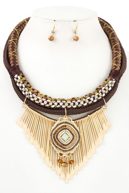 ANDREA BIJOUX, PADDLE FRINGE BAR BEAD ACCENT ROPE N, A21-65-1-130149