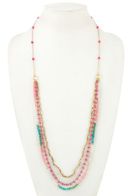 ANDREA BIJOUX, ELONGATED MIX BEAD MULTI NECKLACE ST, C05-039-136797