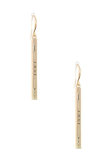 ANDREA BIJOUX, LOVE ETCHED BAR DANGLE EARRING, B03-041-155901