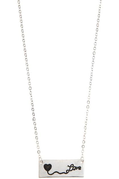 ANDREA BIJOUX, LOVE ETCHED BAR PENDANT NECKLACE, A23-10-124693