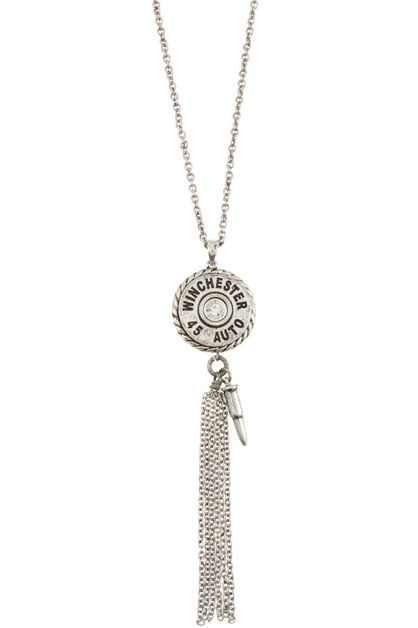 ANDREA BIJOUX, BULLET PENDANT WITH CHAIN TASSEL NEC, A09-011-122402
