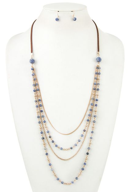 ANDREA BIJOUX, MIX BEAD DROP LOW LAYERED NECKLACE S, A10-19-2-158707