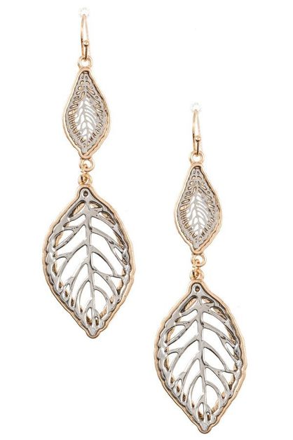ANDREA BIJOUX, Double Leaves Drop Dangle Earring, B05-138-118642