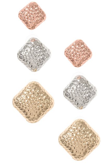 ANDREA BIJOUX, TEXTURED SQUARE POST EARRING SET, B07-127-99338