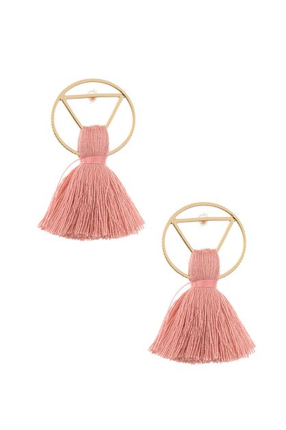 ANDREA BIJOUX, RING TRIANGLE LINK TASSEL EARRING, B07-175-158972