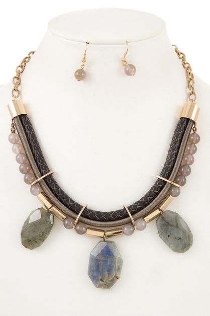 ANDREA BIJOUX, MULTI ROW FACETED DANGLE STONE BIB N, A11-053-127127