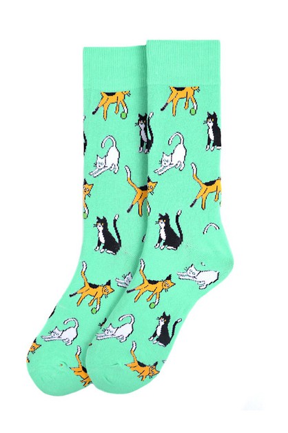 SELINI NY, Mens Playful Cats Novelty Socks, NVS19548-TQ