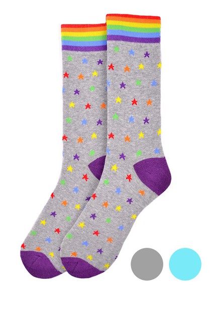 SELINI NY, Mens Rainbow Stars Novelty Socks, NVS19580
