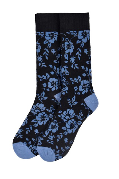 SELINI NY, Mens Floral Novelty Socks, NVS19556-BK